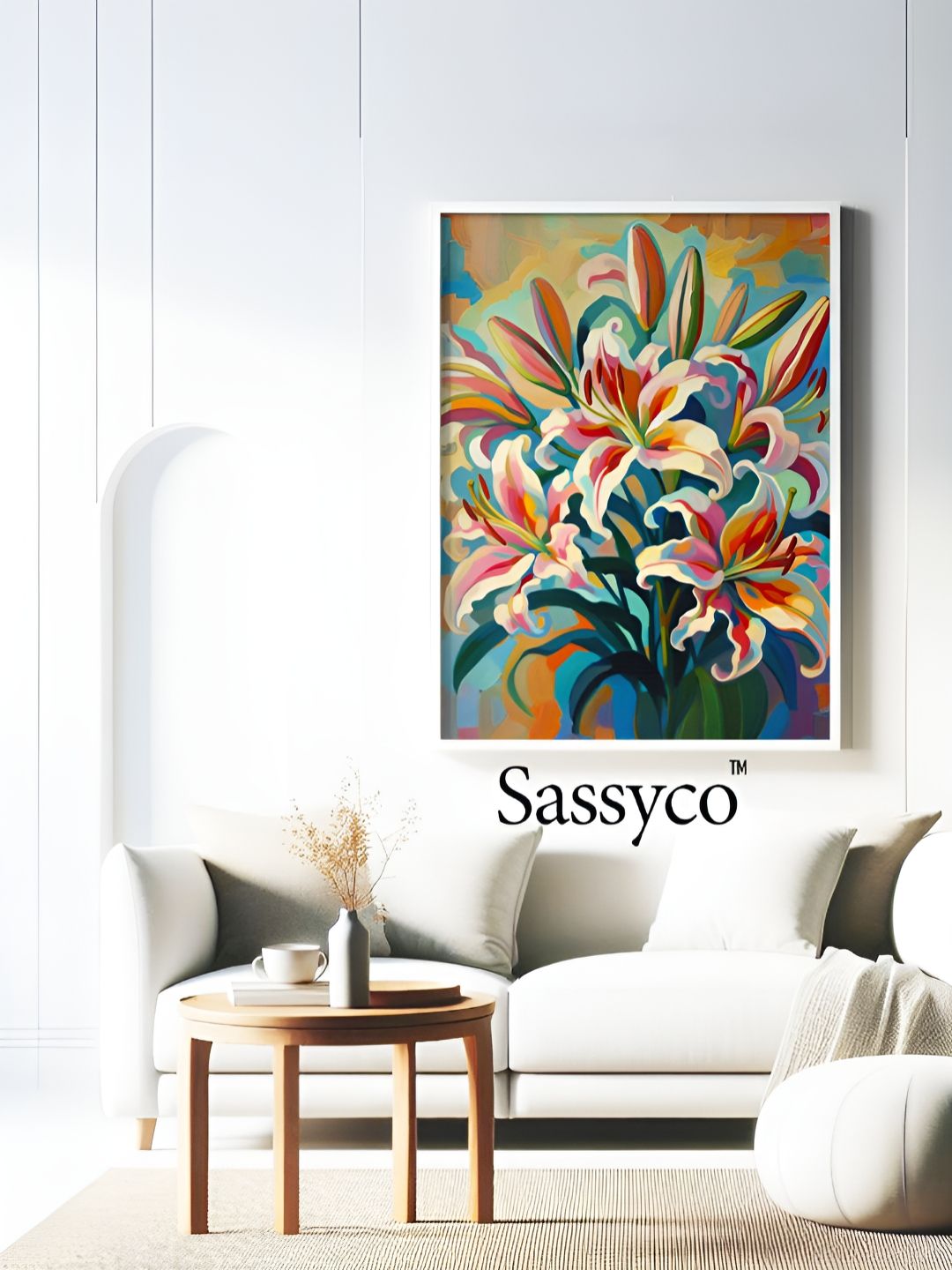 Sassyco Pink & Green 1 Piece Canvas Floral and Botanical Wall Paintings-picture-17