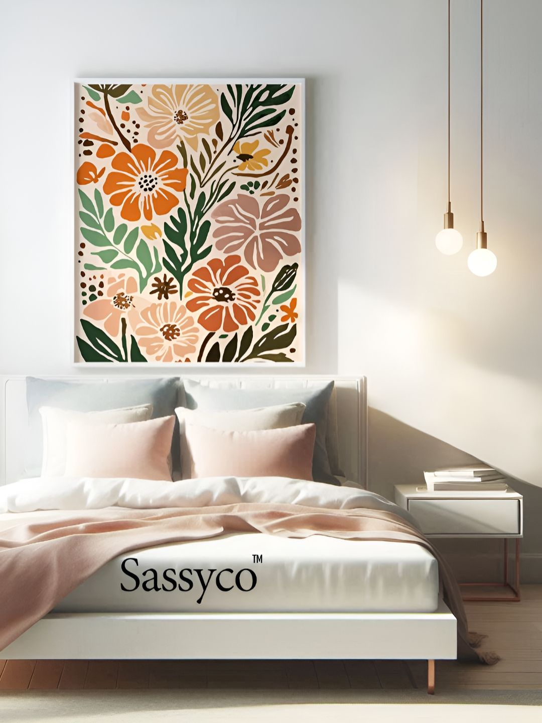 Sassyco Pink & Orange 1 Piece Canvas Floral and Botanical Wall Paintings-picture-14