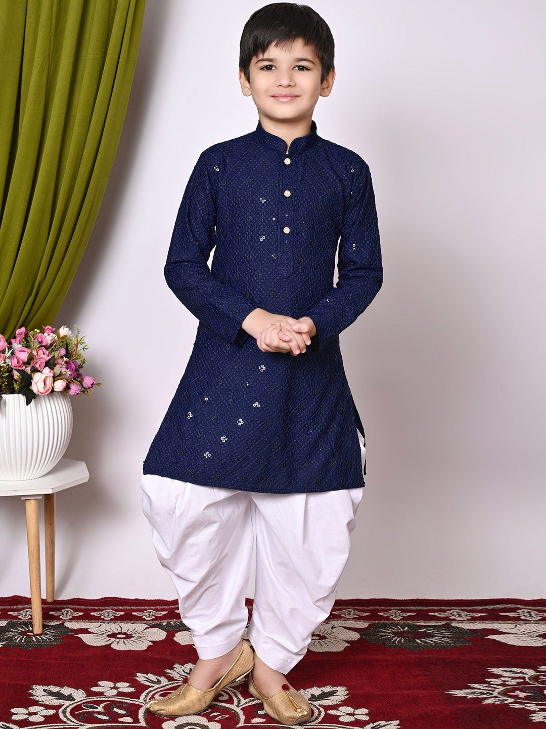 BAESD Boys Embroidered Regular Sequinned Kurta with Patiala-picture-22