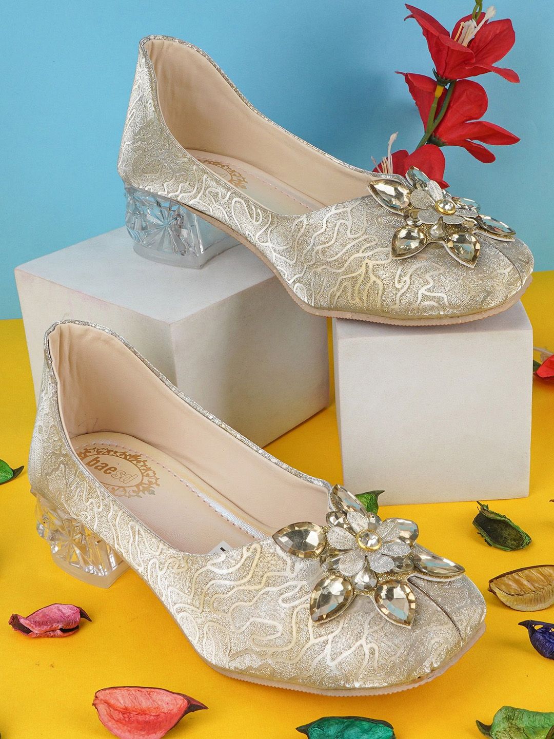 BAESD Girls Textured Party Block Mules-picture-29
