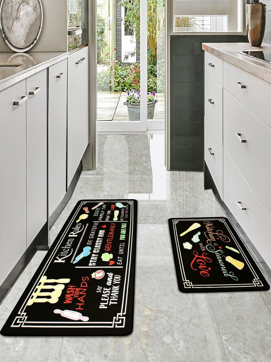 AAZEEM Black Abstract Anti-Skid Polyester Carpet-image-6