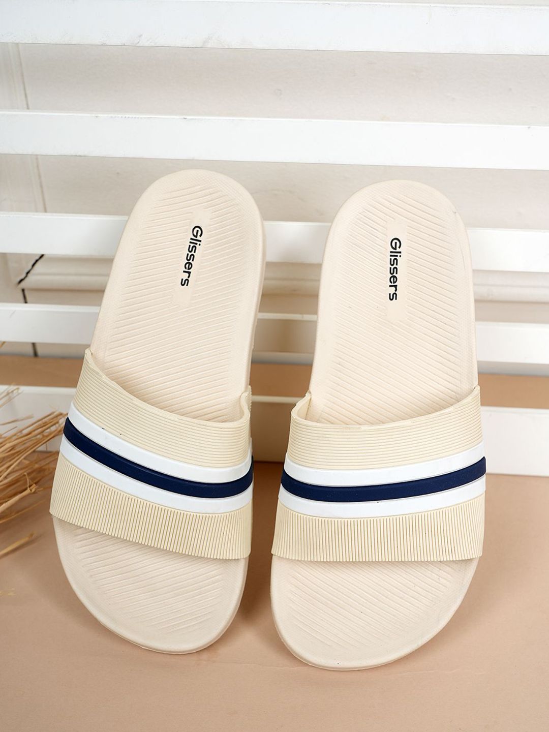 GLISSERS Men Striped Sliders-picture-31