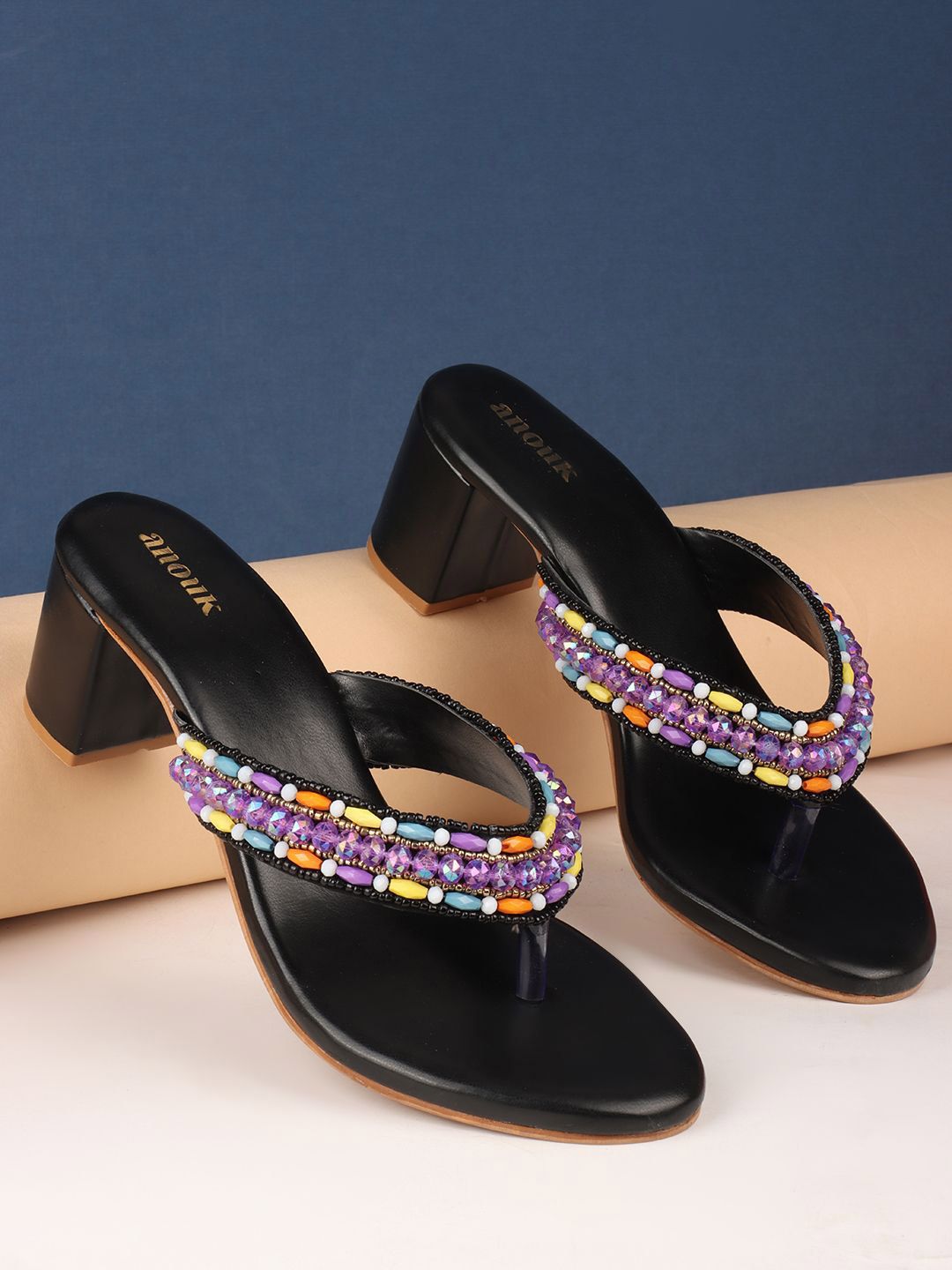 Anouk Colourblocked PU Block Sandals-picture-37