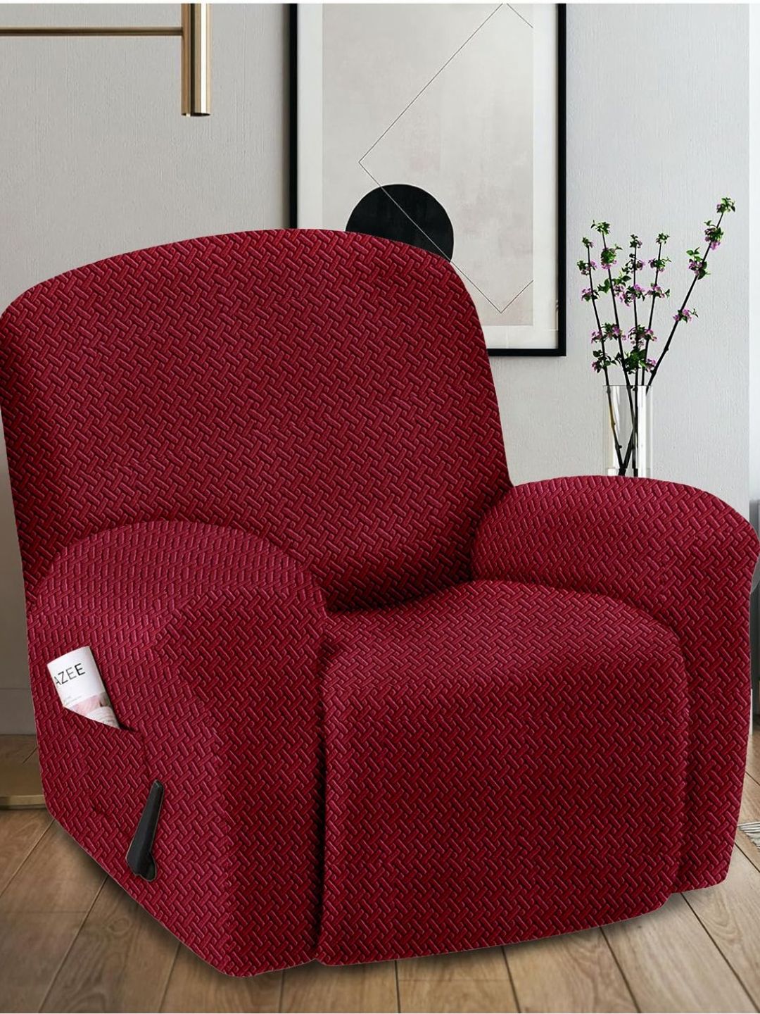 Myntra Elegant Homes Maroon Jacquard 1 Piece Sofa Cover With Arms-image-38