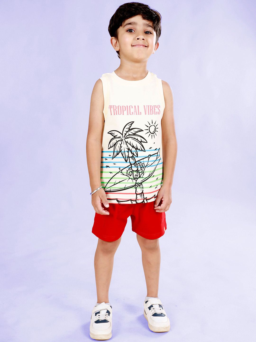 KiddoPanti Boys Printed T-shirt with Shorts-picture-46
