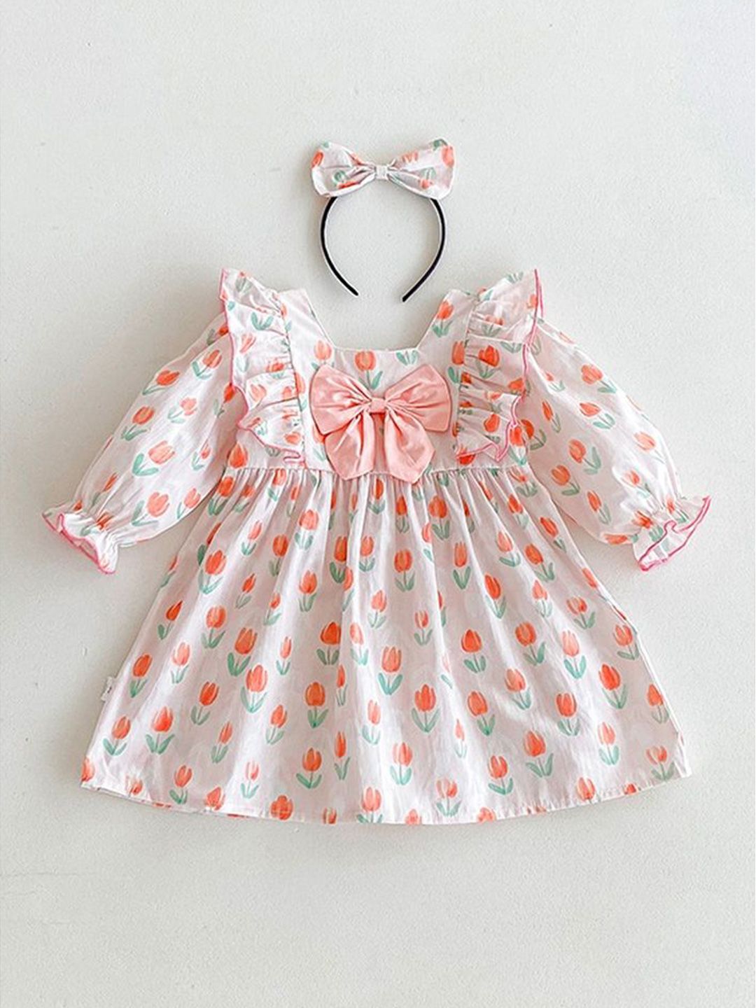 LULU & SKY Floral Print Flutter Sleeve A-Line Dress-picture-49