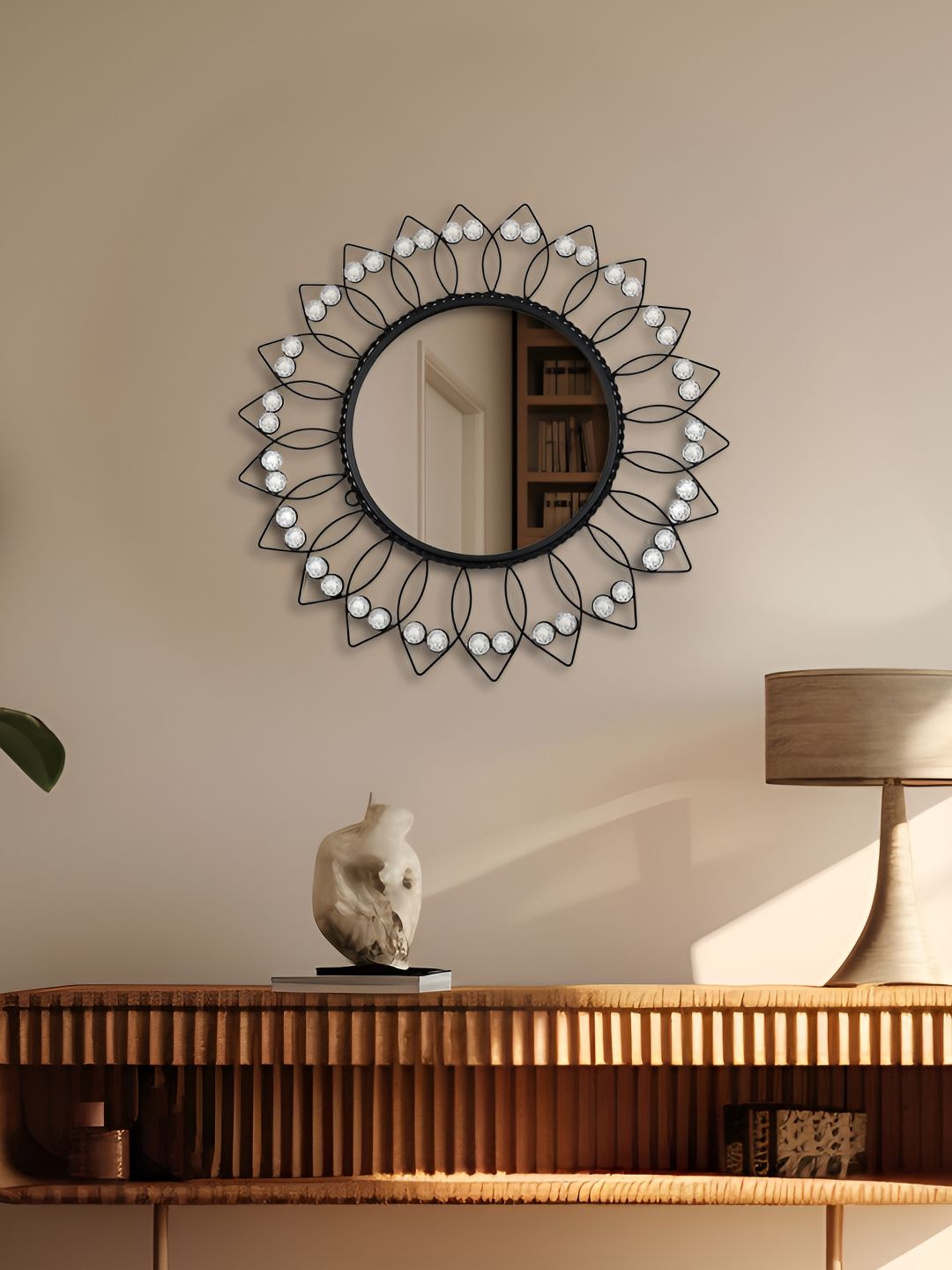 HOSLEY Black Textured Metal Wall Hanging Mirror-picture-23