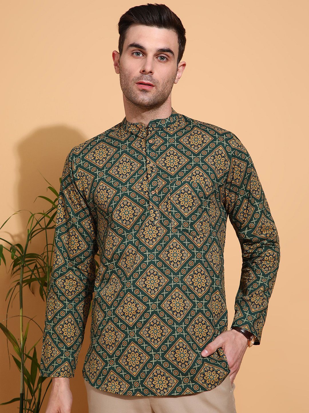 Anouk Men Geometric Printed Thread Work Kurta-picture-18