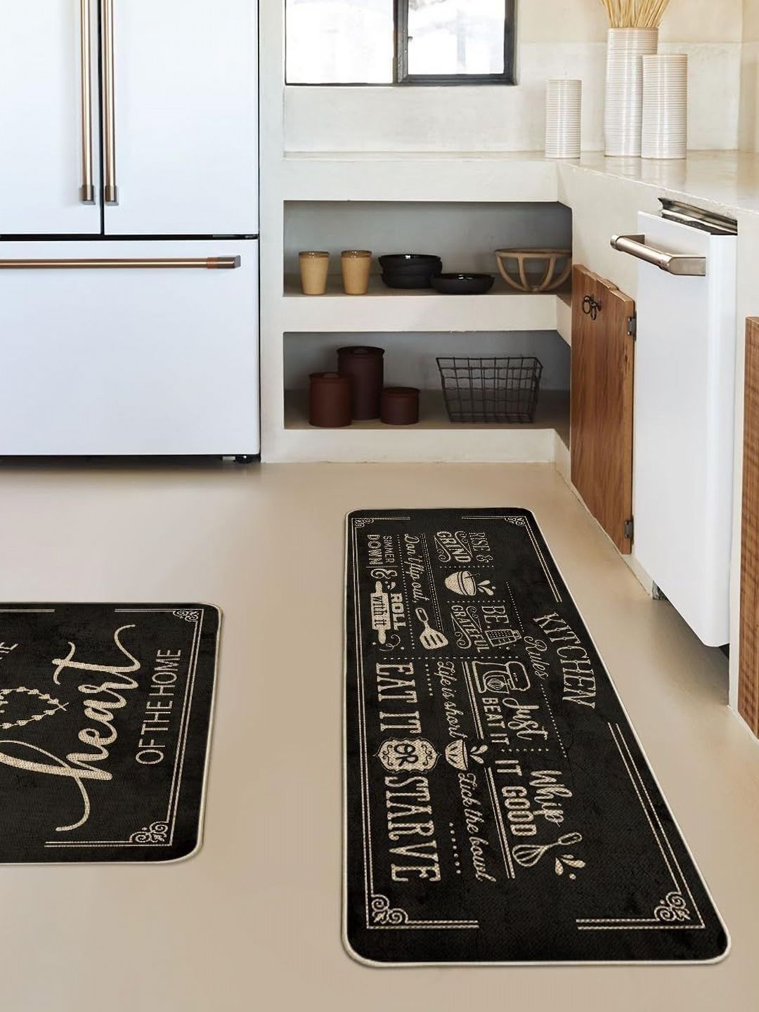 AAZEEM Black Abstract Anti-Skid Polyester Carpet-picture-17