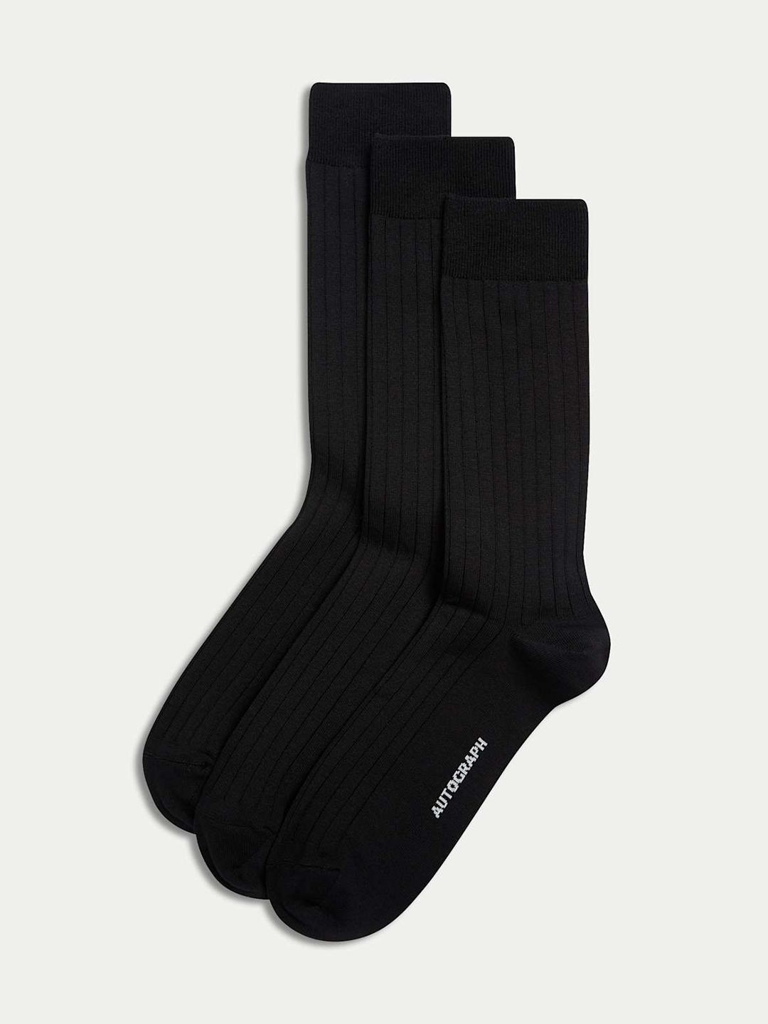 Marks & Spencer Pack Of 3 Egyptian Cotton Ribbed Calf-Length Socks-picture-15
