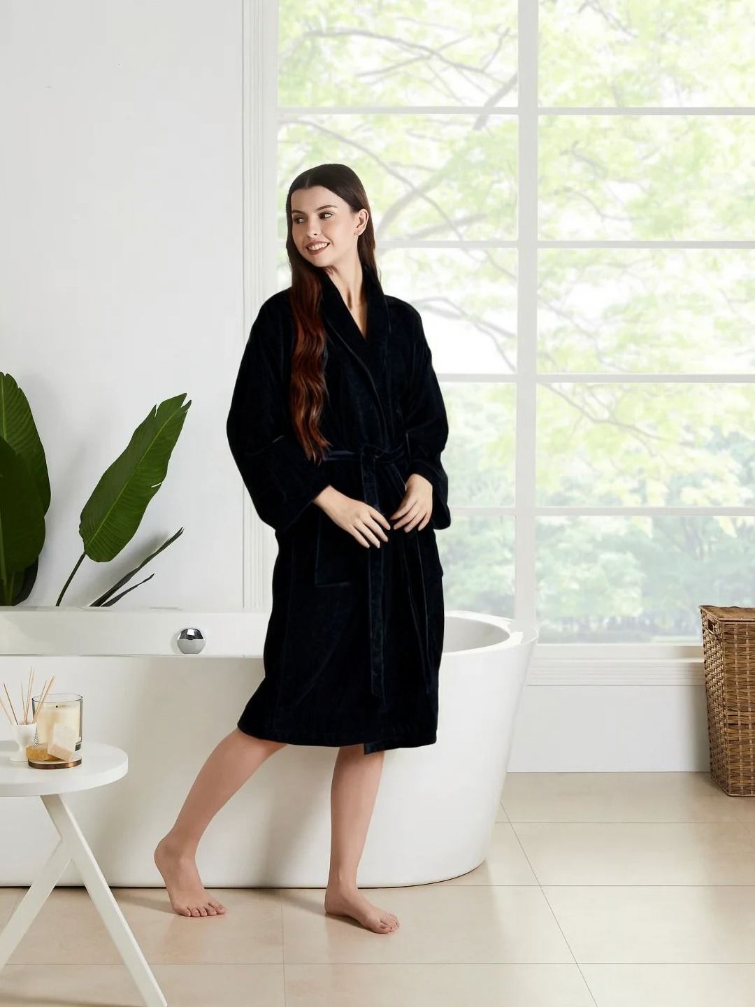 SENSES Pure Cotton Shawl Collar Bathrobe-image-36