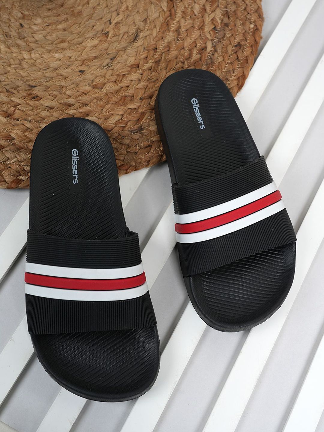 GLISSERS Men Striped Sliders-picture-12