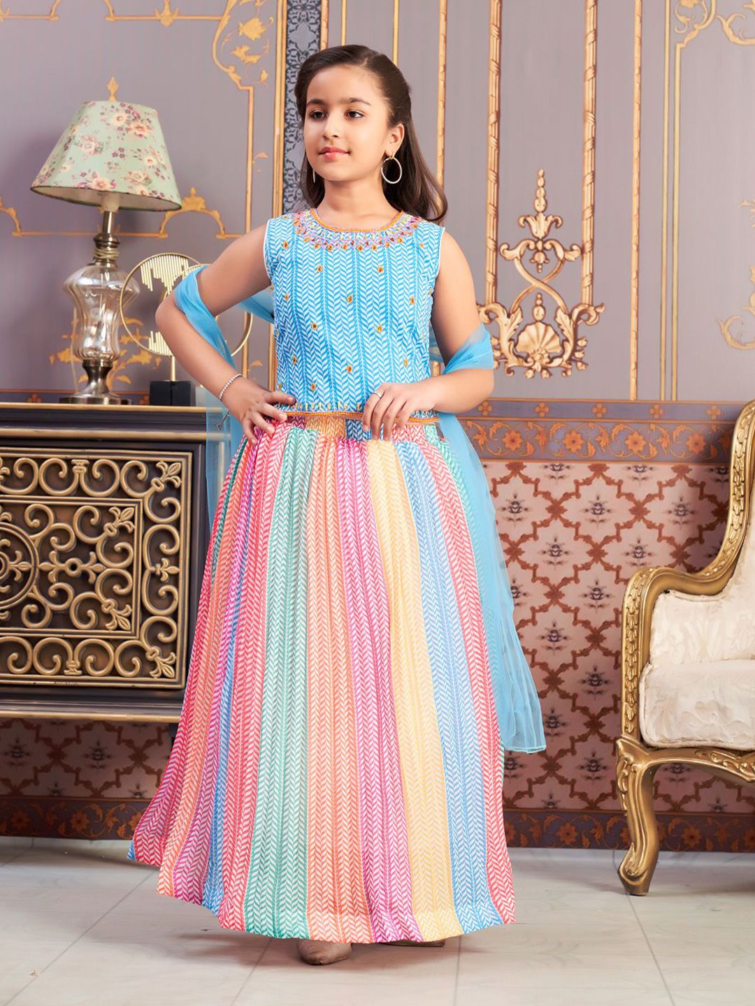 Aarika Girls Printed Ready to Wear Lehenga & Blouse With Dupatta-picture-58