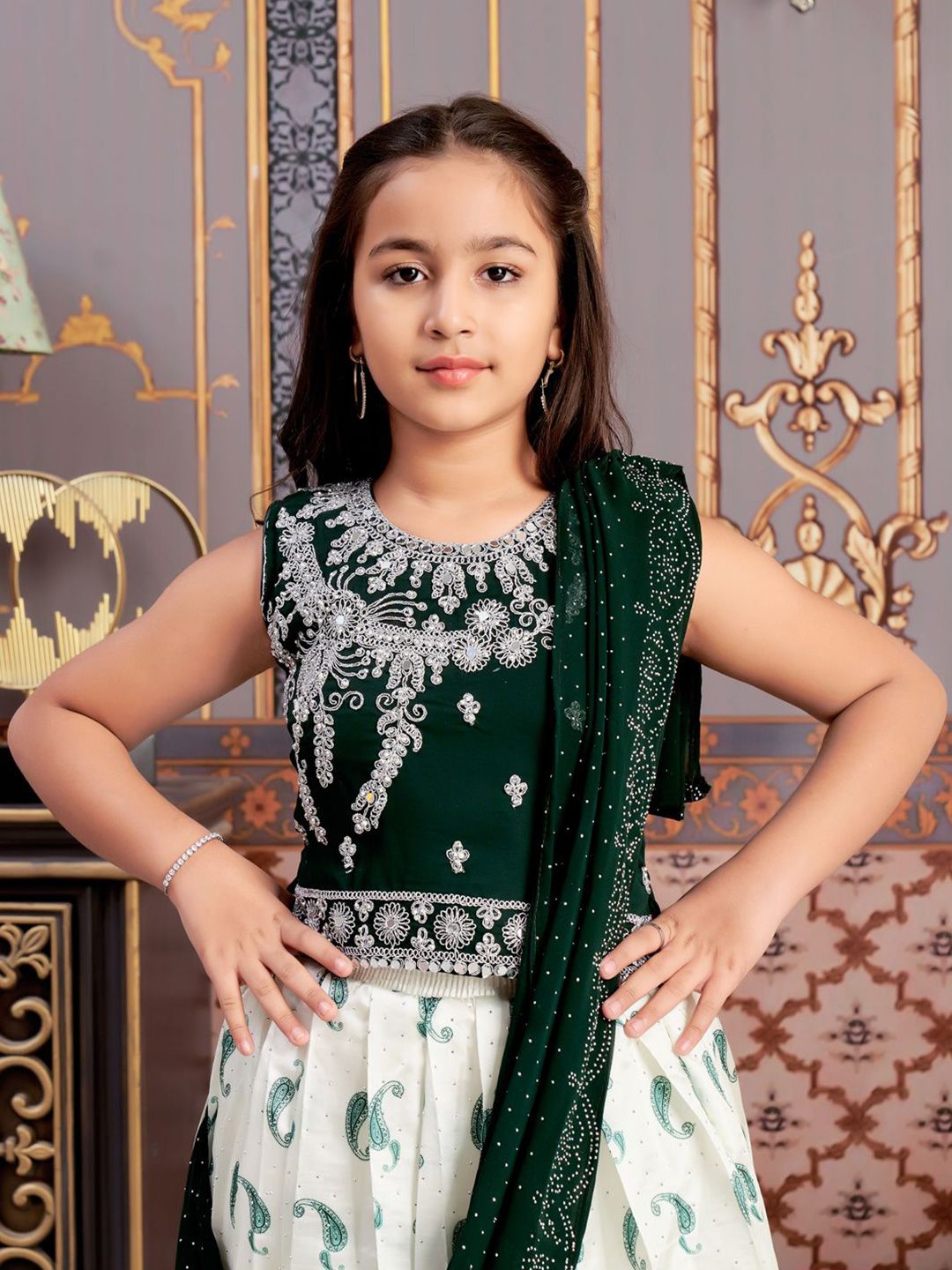 Aarika Girls Embroidered Ready to Wear Lehenga & Blouse With Dupatta-picture-52