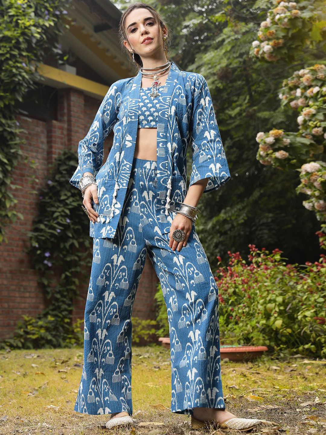 Stylum Printed Pure Cotton Top & Trousers With Shrug Co-Ords-picture-20