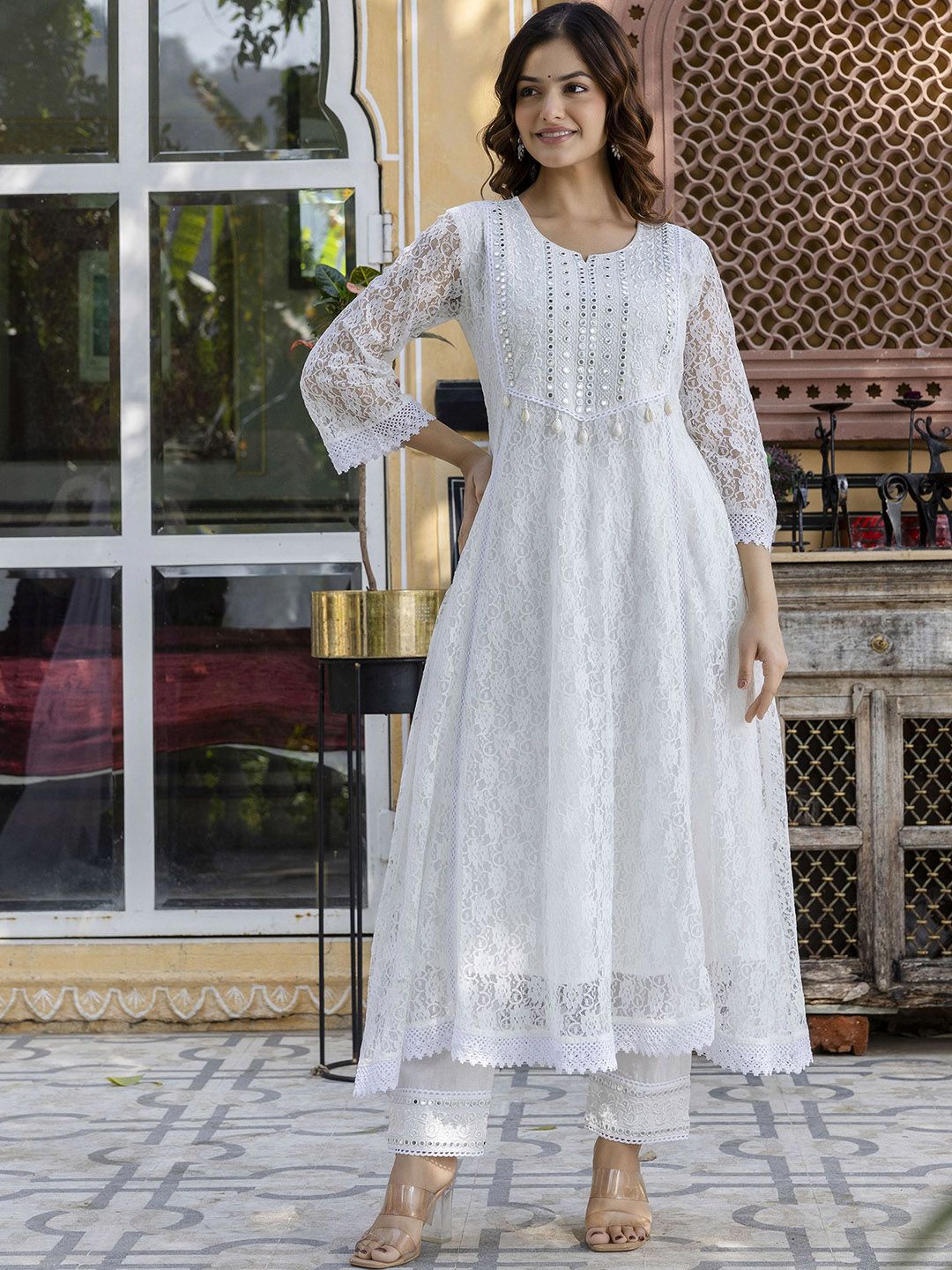Embroidered and Mirror Work Kurta Pyjama Sets