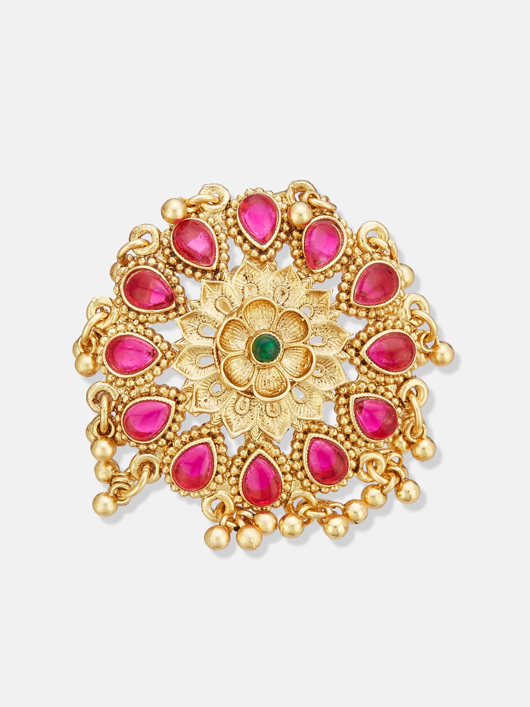 ATIBELLE Gold Plated Kundan Stone Studded Finger Ring