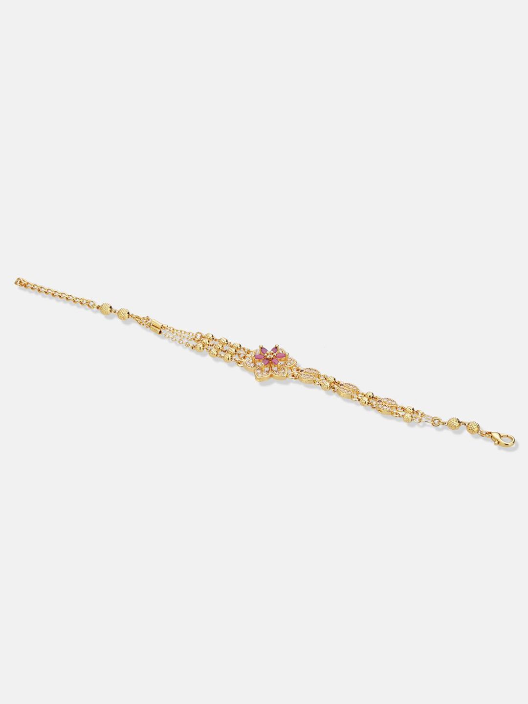 ATIBELLE Women Brass Cubic Zirconia Gold-Plated Link Bracelet