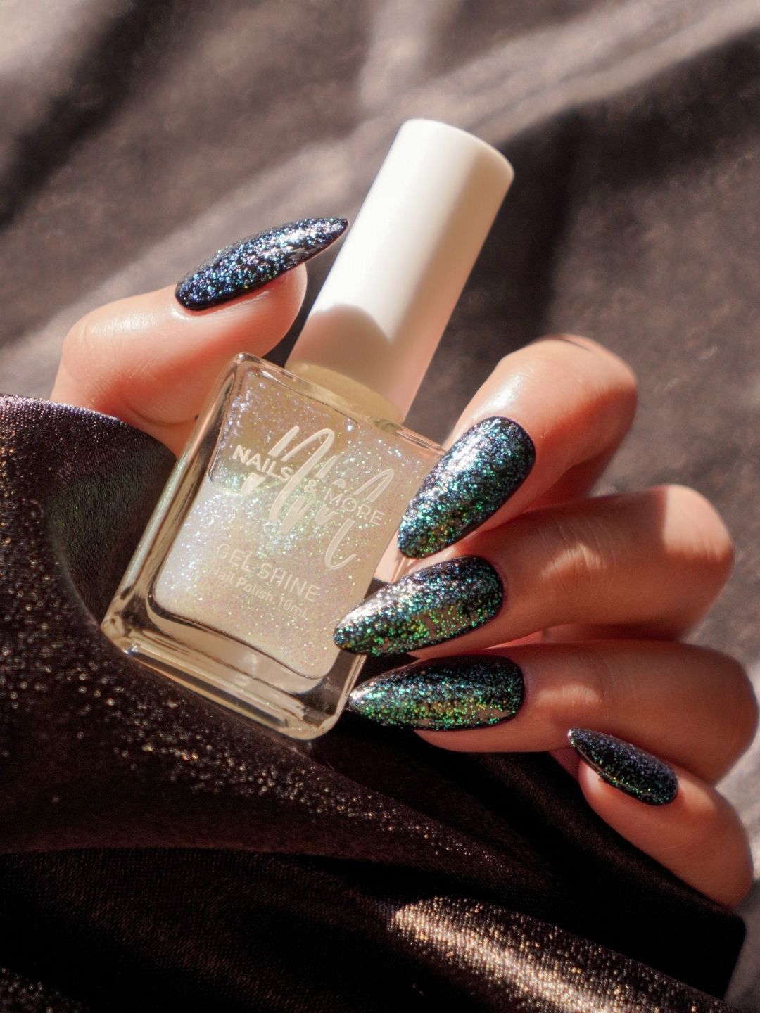 nails & more Gel Shine Argan Oil Top Coat Nail Polish - 10 ml - Glitter Holographic 06-image-46