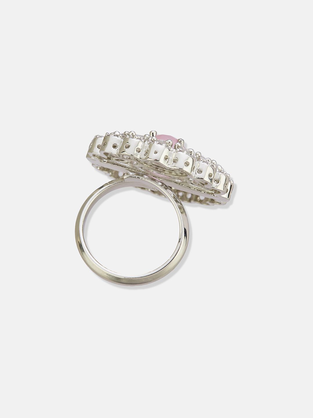 ATIBELLE Silver Plated CZ Stone Studded Finger Ring