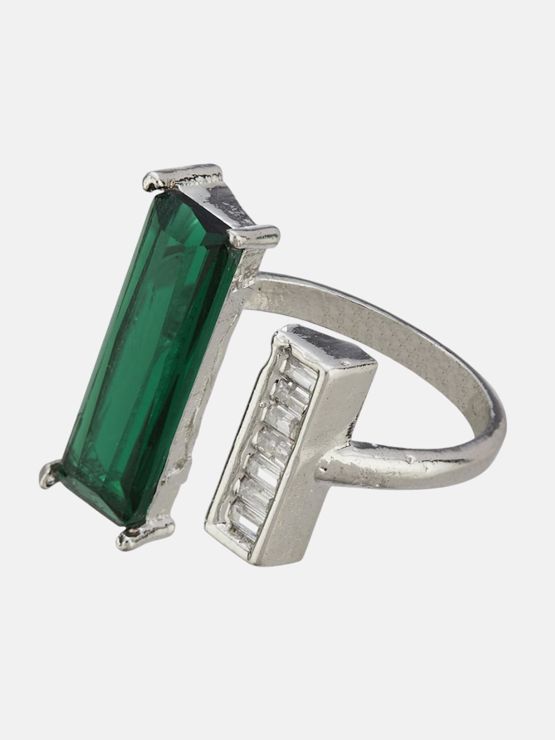 ATIBELLE Silver Plated CZ Stone Studded Finger Ring