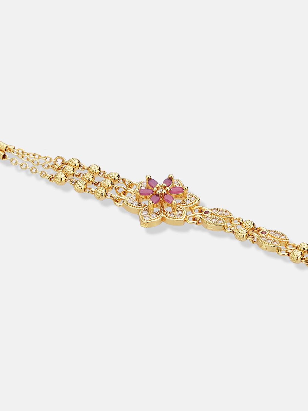 ATIBELLE Women Brass Cubic Zirconia Gold-Plated Link Bracelet