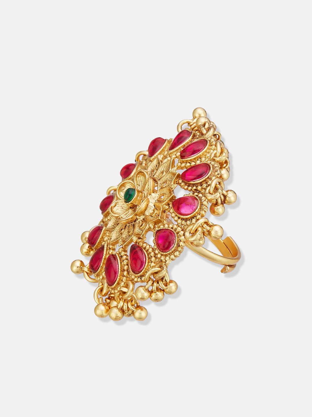 ATIBELLE Gold Plated Kundan Stone Studded Finger Ring