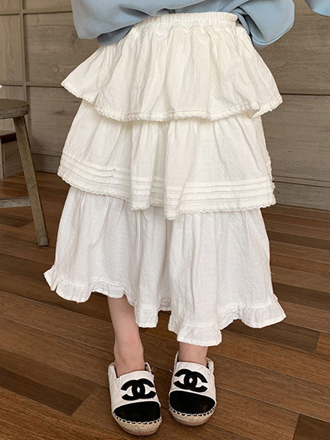 LULU & SKY Girls Pure Cotton Tiered Midi Skirt-picture-11