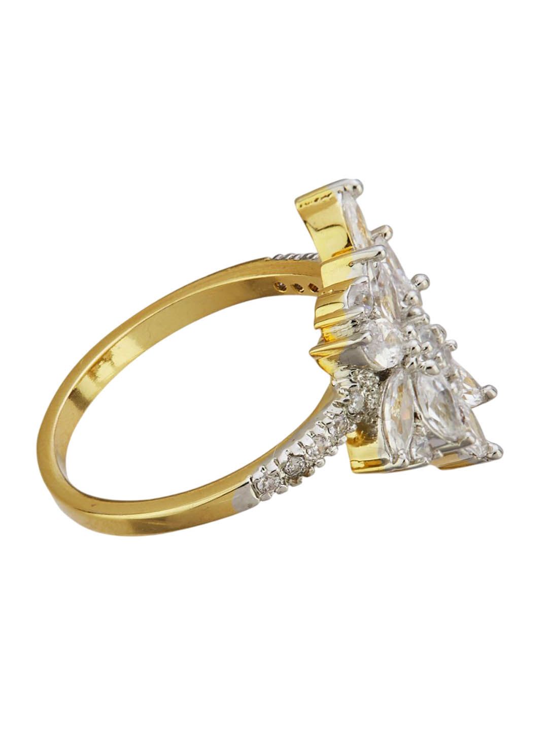 ATIBELLE Gold Plated CZ Stone Studded Finger Ring