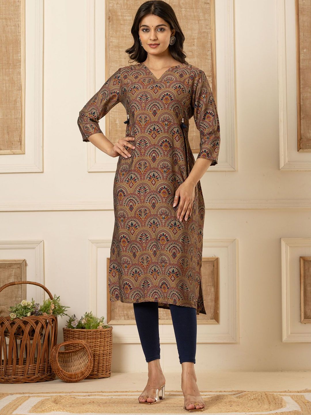 FLAMBOYANT Women Ethnic Motifs Printed Sequinned Kurta-picture-17