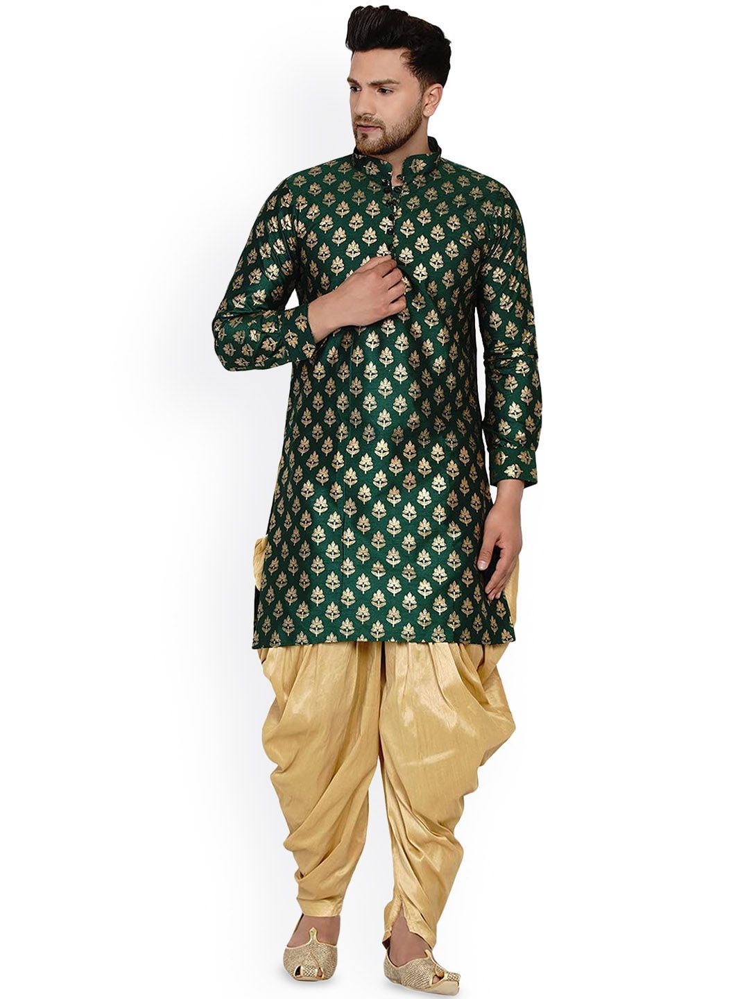 VEERA PARIDHAAN Men Floral Regular Kurta with Dhoti Pants-picture-25