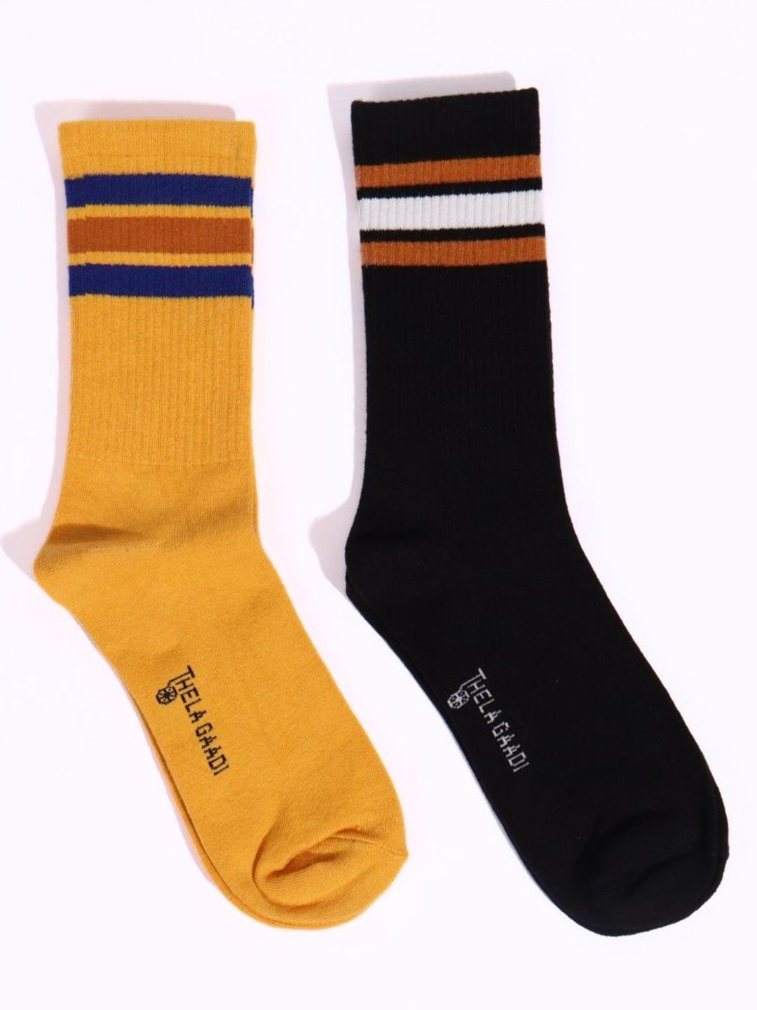 Thela Gaadi Unisex Pack Of 2 Calf Length Stripes Socks-picture-20