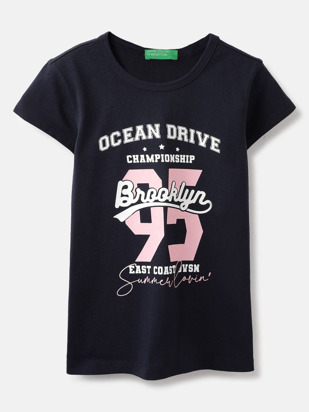 United Colors of Benetton Girls Typography Printed Pure Cotton Applique T-shirt-picture-20