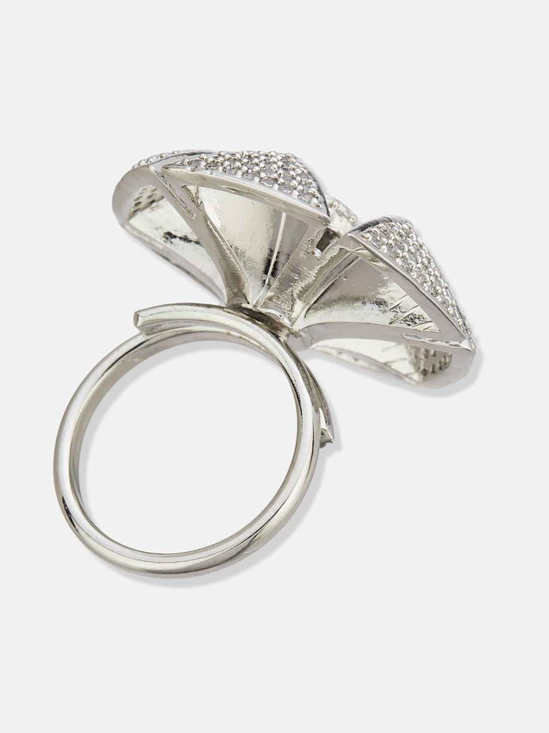 ATIBELLE Silver Plated CZ Stone Studded Finger Ring