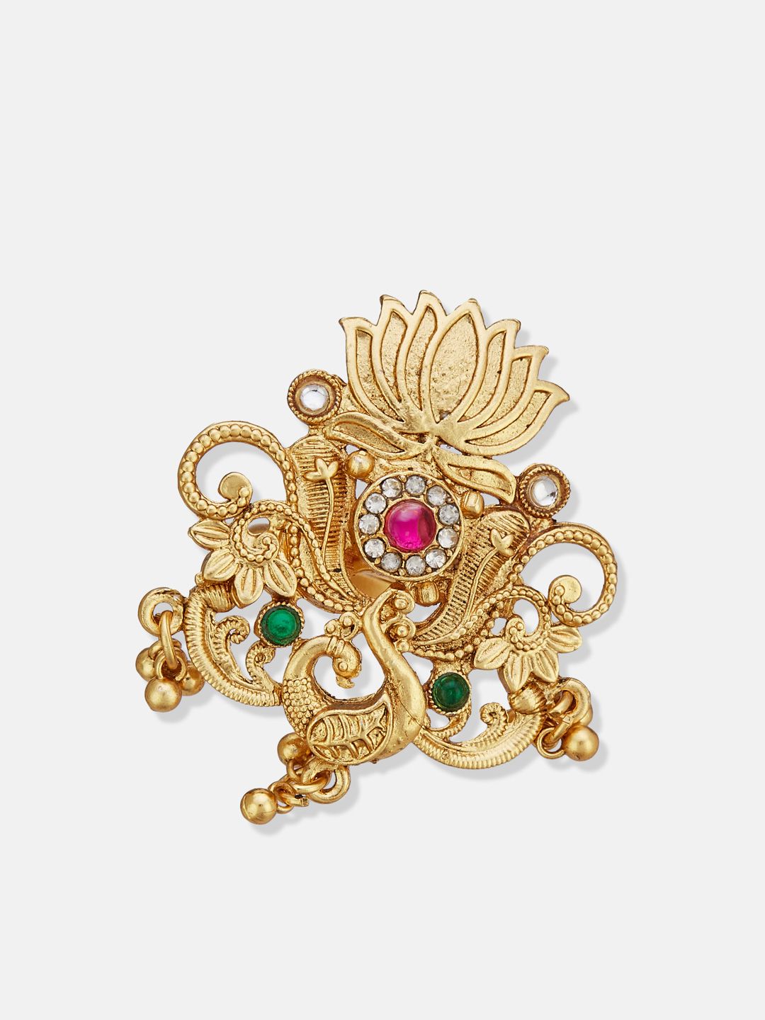 ATIBELLE Gold Plated Kundan Stone Studded Finger Ring