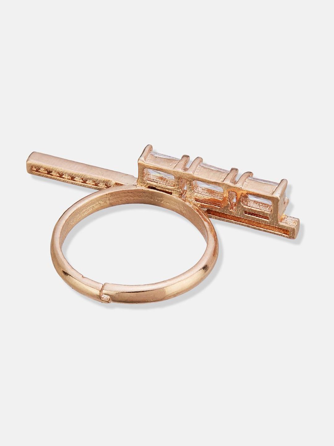 ATIBELLE Rose Gold Plated Stone Studded Finger Ring