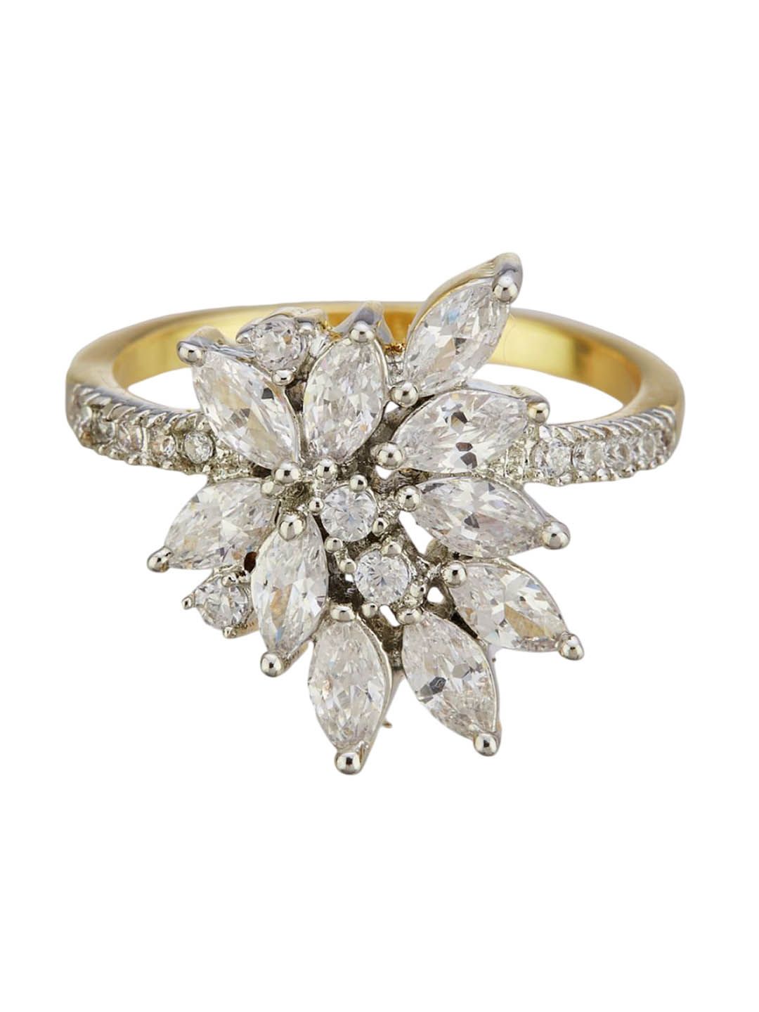 ATIBELLE Gold Plated CZ Stone Studded Finger Ring