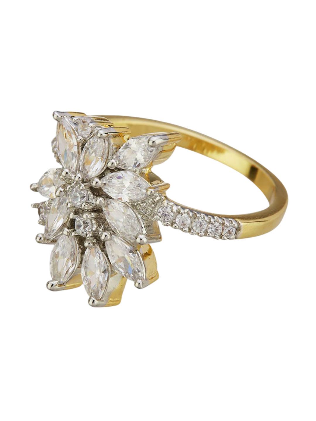 ATIBELLE Gold Plated CZ Stone Studded Finger Ring