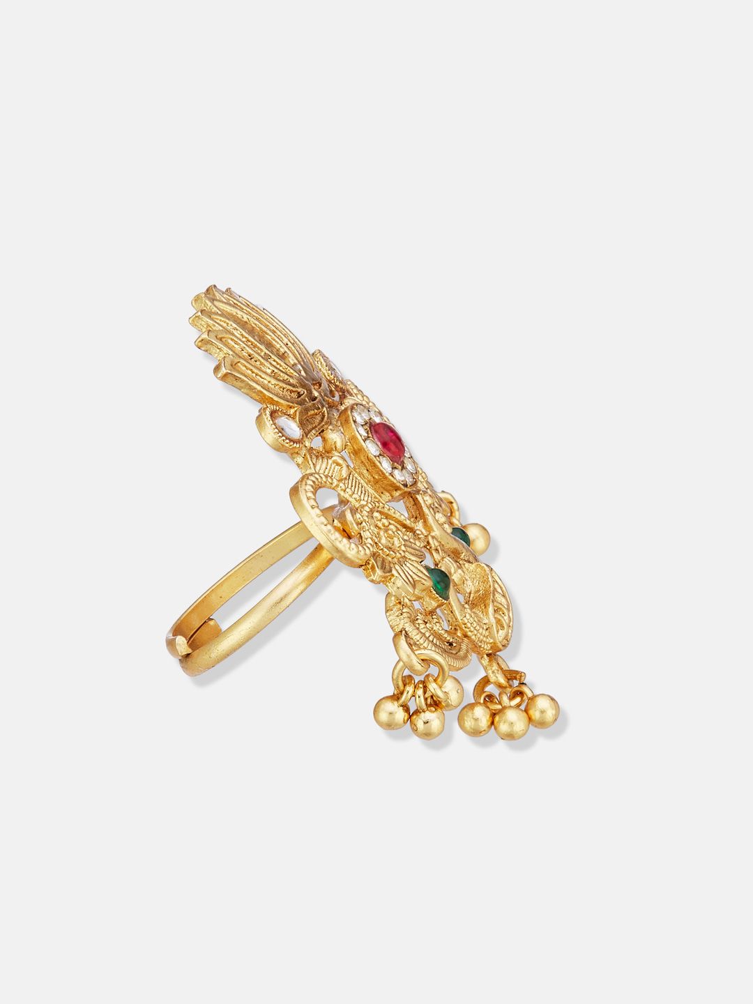 ATIBELLE Gold Plated Kundan Stone Studded Finger Ring