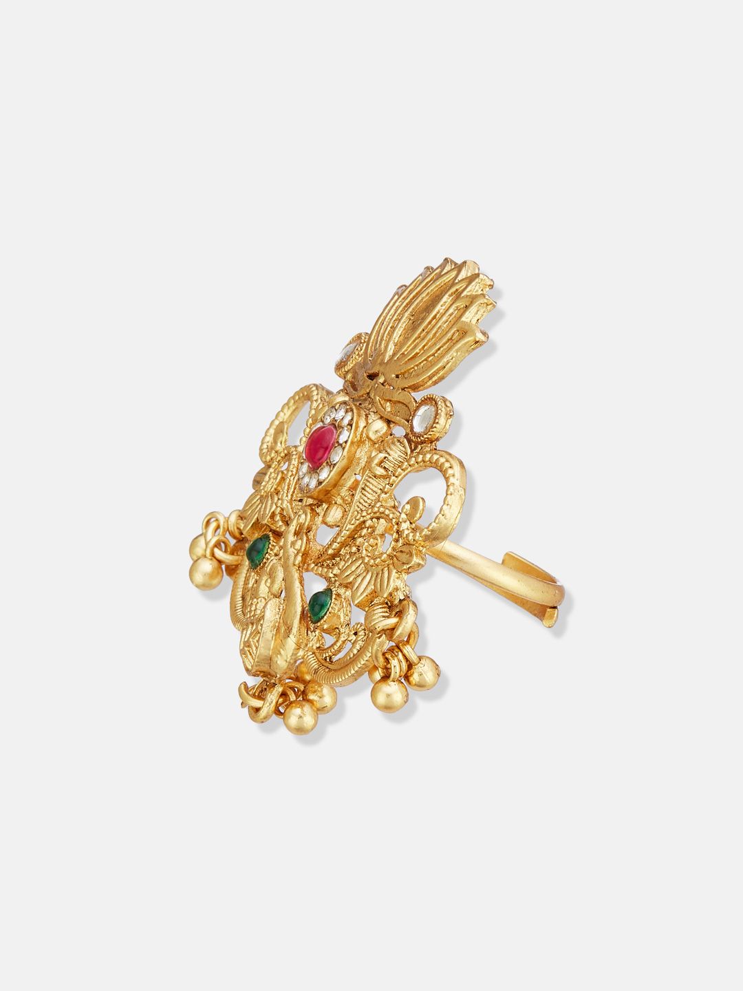 ATIBELLE Gold Plated Kundan Stone Studded Finger Ring