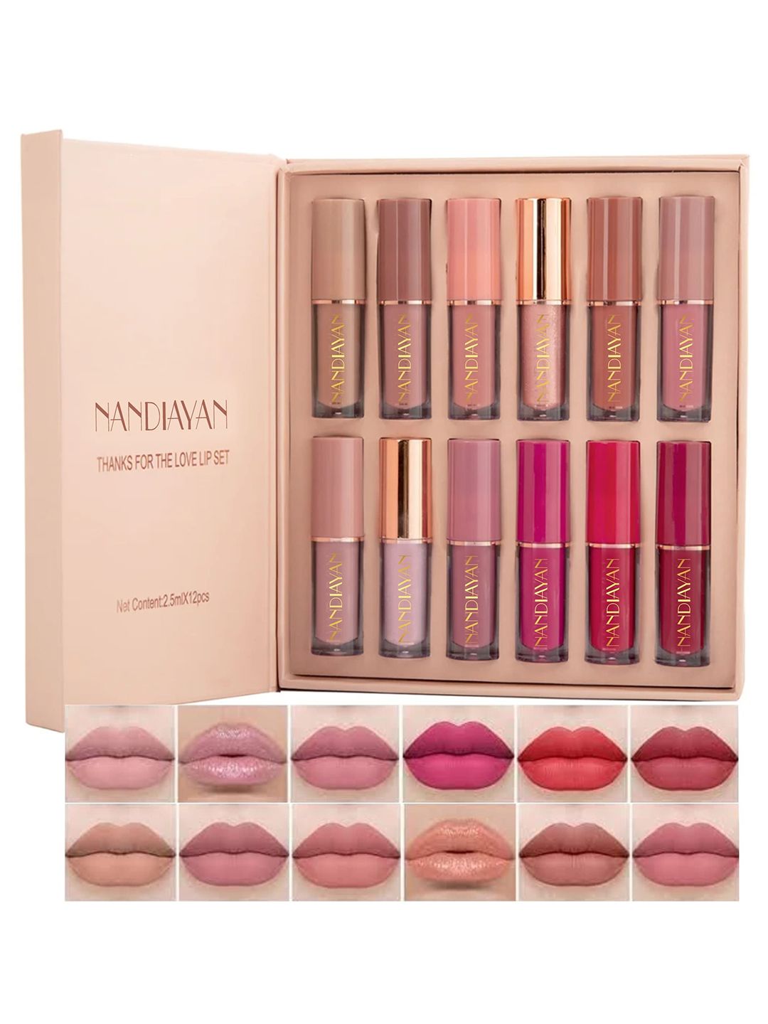 nandiayan Set Of 12 Liquid Lipstick -2.5 ml Each-Shade 01-02-03-04-05-06-07-08-09-10-11-12-image-4