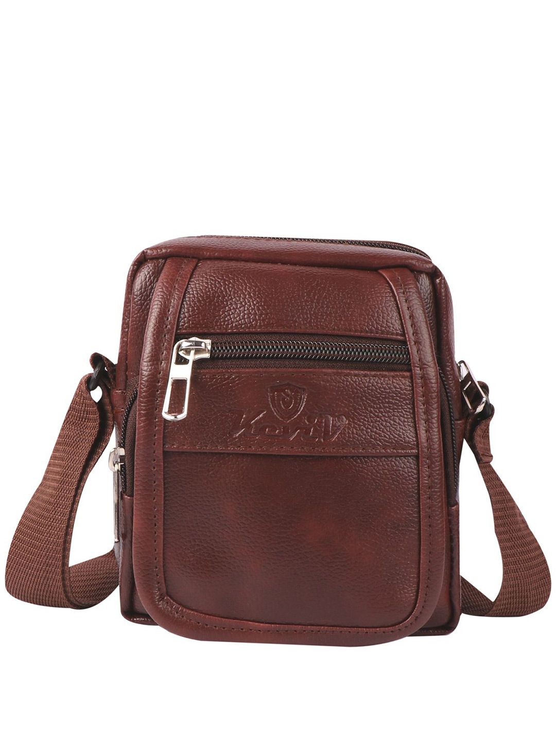 Keviv Men Textured Messenger Bag-image-4
