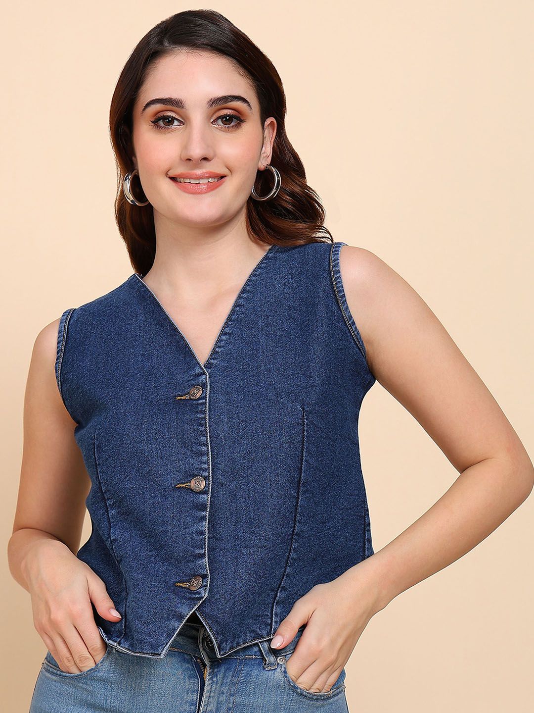 Nifty Denim V-Neck Waistcoat-picture-1
