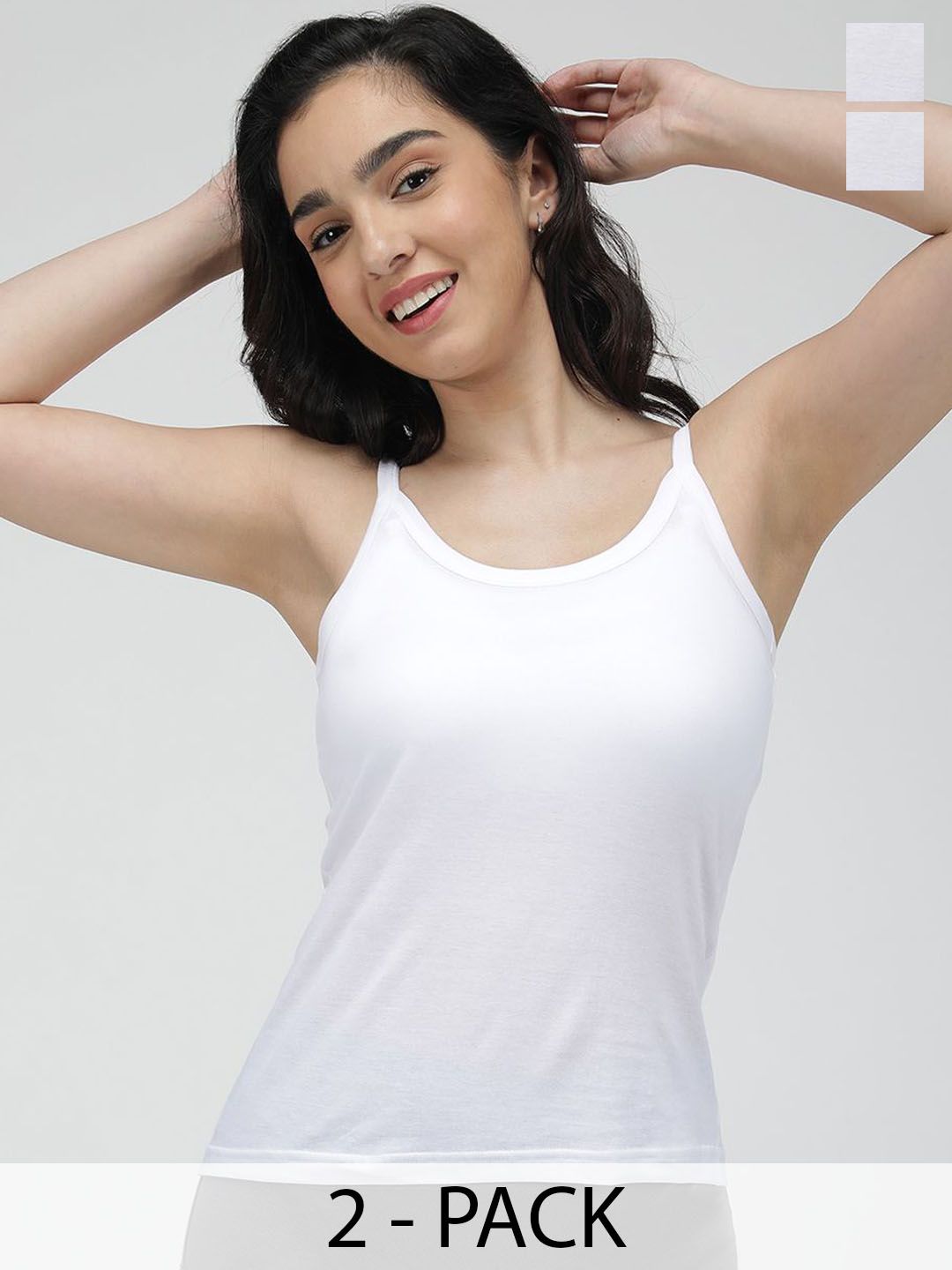 AMUL COMFY Women Pack Of 2 Pure Cotton Sleeveless Short Camisoles-image-5
