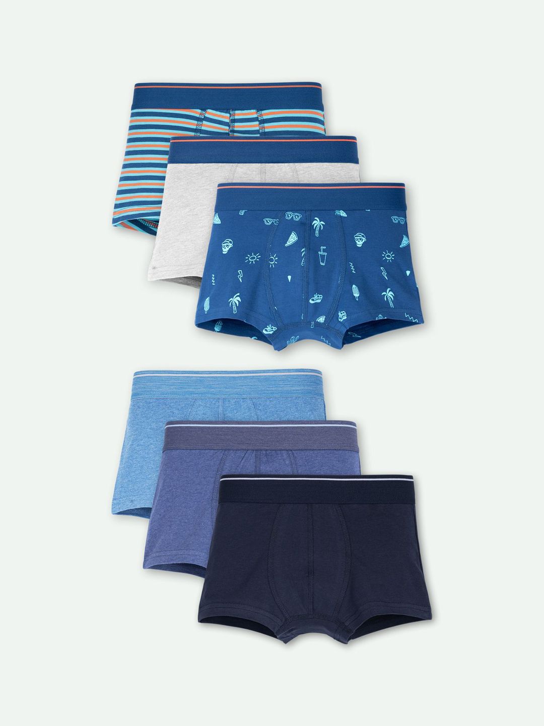 ariel BoysPack Of 6 Assorted Printed Trunks AR-BT-P6-S1-stripe_NAVY-picture-44