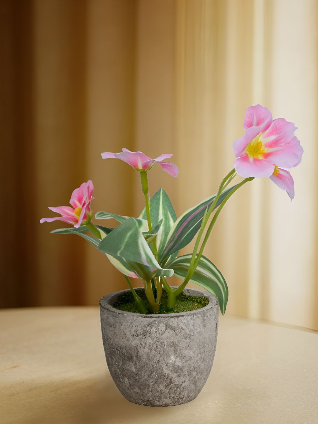 Cortina Pink And Green Lily Artificial Flower With Pot-picture-31