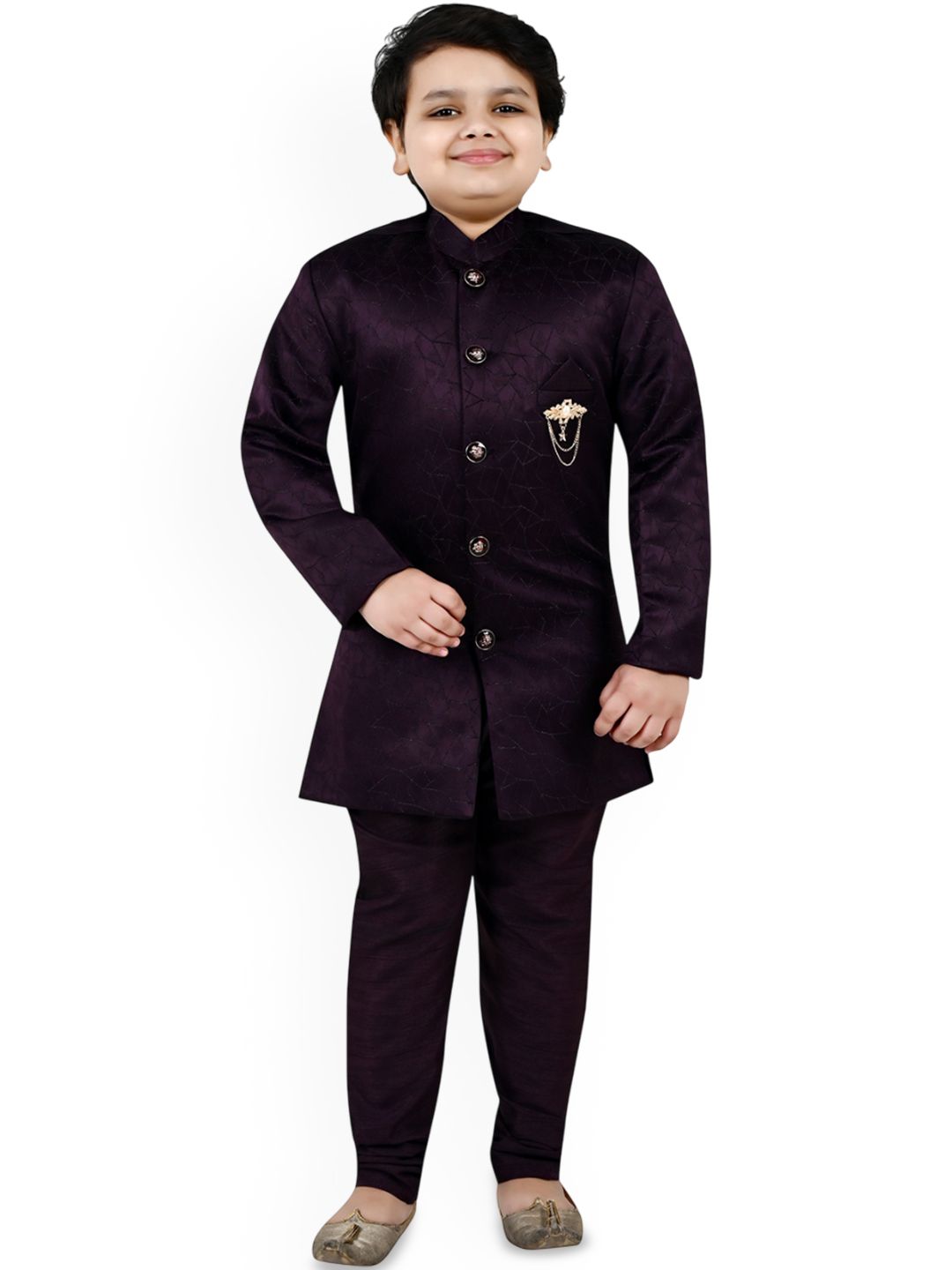 Arshia Fashions Boys Self-Designed Sherwani Set-image-18