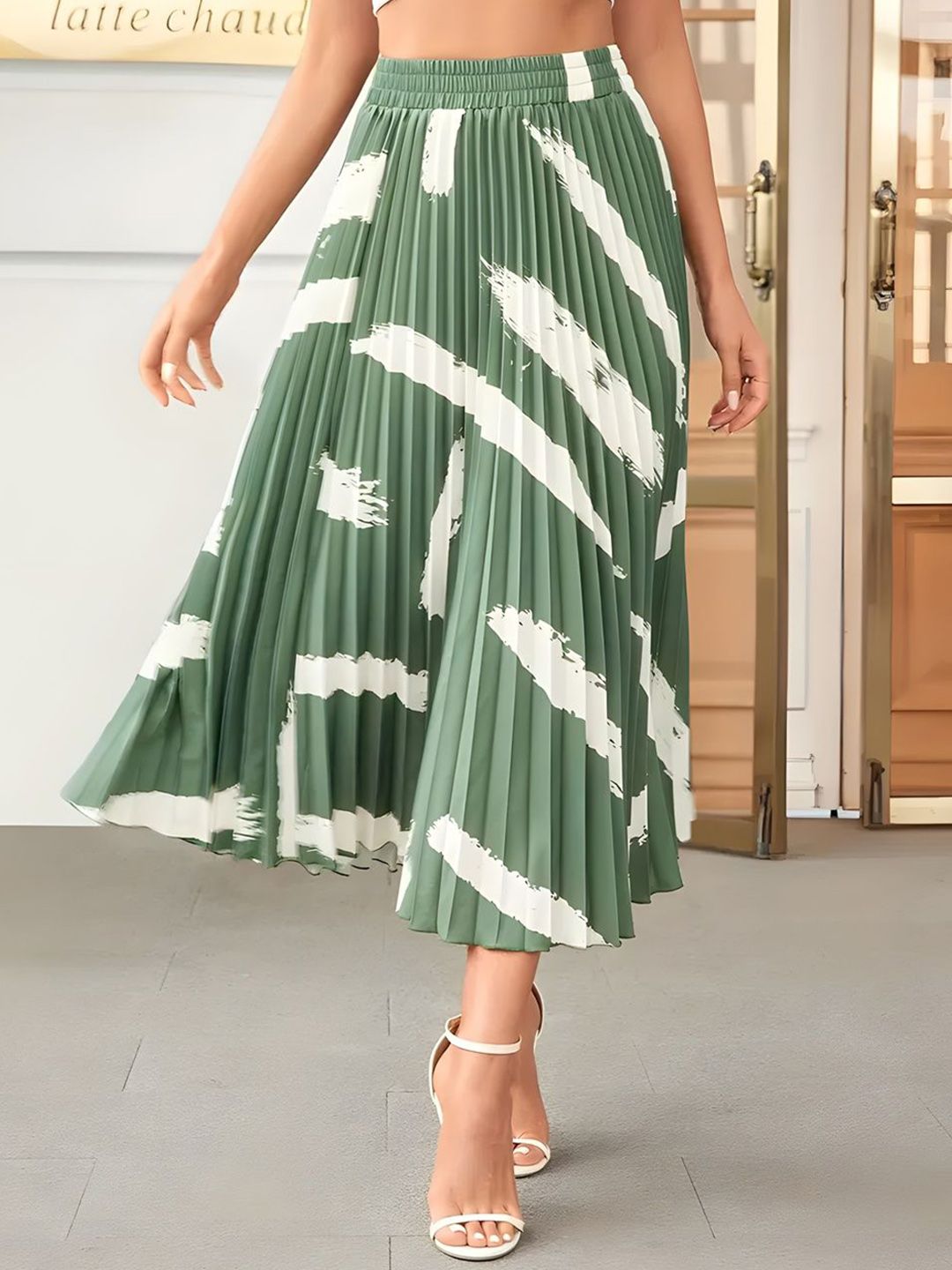 ZWERLON Printed A-Line Midi Skirt-picture-25