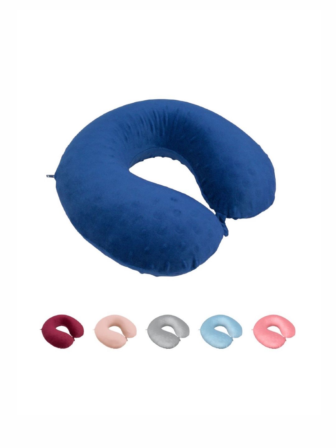 MAXNAP Sleep Support Navy Blue Memory Foam Filled Faux Velvet Travel Pillow-image-21