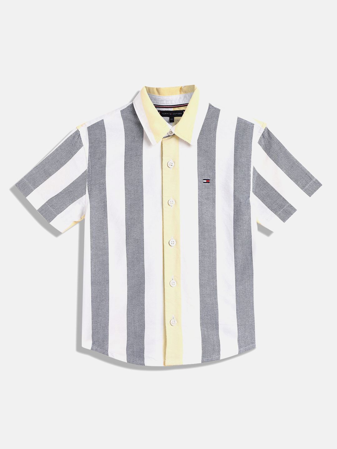 Tommy Hilfiger Boys Spread Collar Vertical Striped Cotton Casual Shirt-image-7